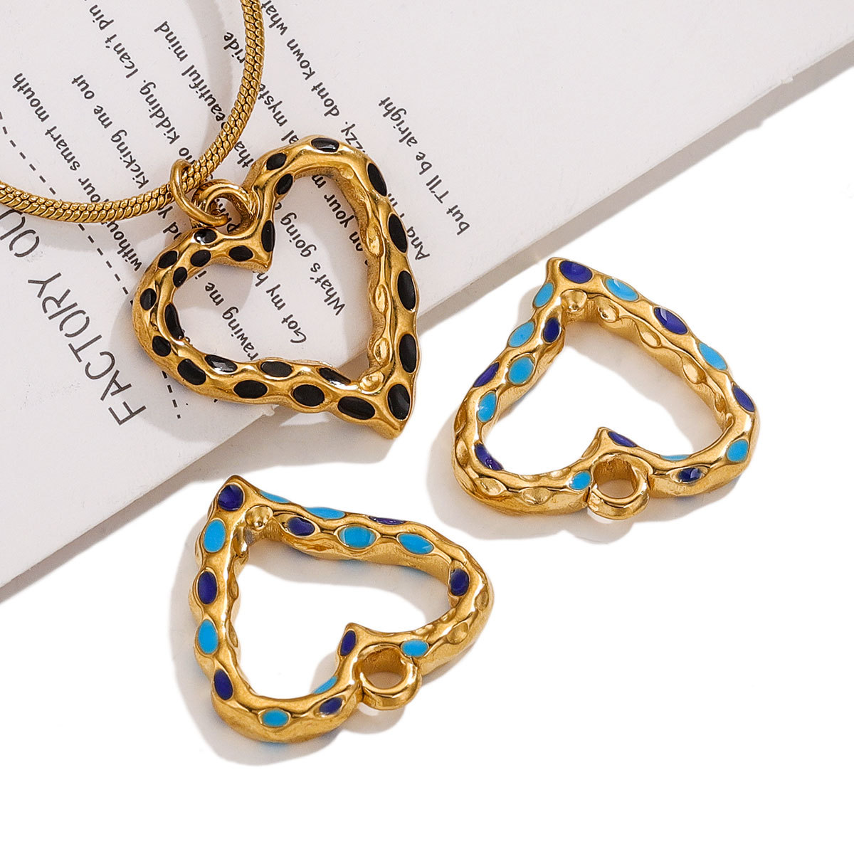 DIY COLLAR COLGANTE de acero inoxidable melocotón corazón punto gota aceite titanio acero colgante suéter cadena simple estilo joyería colgante