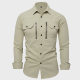 2024 autumn new men's tooling shirt zipper decoration long sleeve plain 100 cotton shirt cross-border trade 119