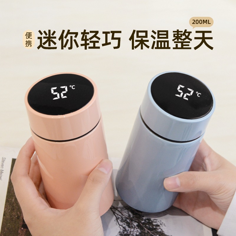 Mini termo al por mayor, pantalla inteligente de temperatura, taza de acero inoxidable 316, compacta y portátil, taza de agua aislada de grado alimenticio 304