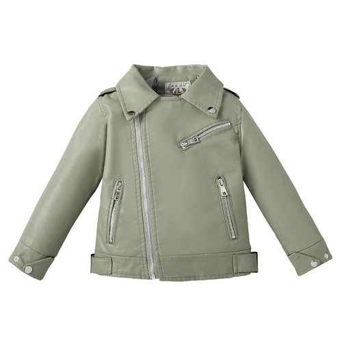 Children's clothing girls' leather jackets children's motorcycle leather jackets 2024 spring and autumn new Korean style small and medium-sized children's baby lapel jackets