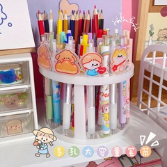 Creative Simple Multifunctional Off-White Porous Pen Holder Makeup Brush Storage Cylinder Large Capacity Desktop Miscellaneous Storage Rack