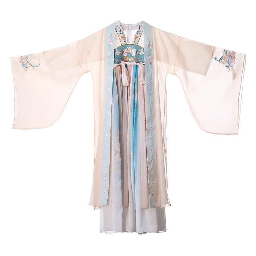 Girls' Hanfu 2026 New Winter Long-Sleeve Traditional Chinese Dress with Floral Print, One-Piece Hanfu Dress, Wholesale Available