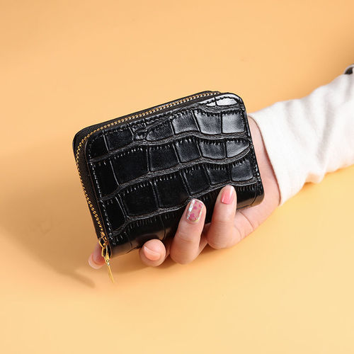 New card holder for women, compact, multi-card slots, large-capacity card holder, anti-degaussing, anti-theft brush, women's two-in-one wallet card holder