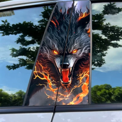 Body sticker — decorative sticker car window B pillar - wolf-2-main-and-co-pilot-1-pair