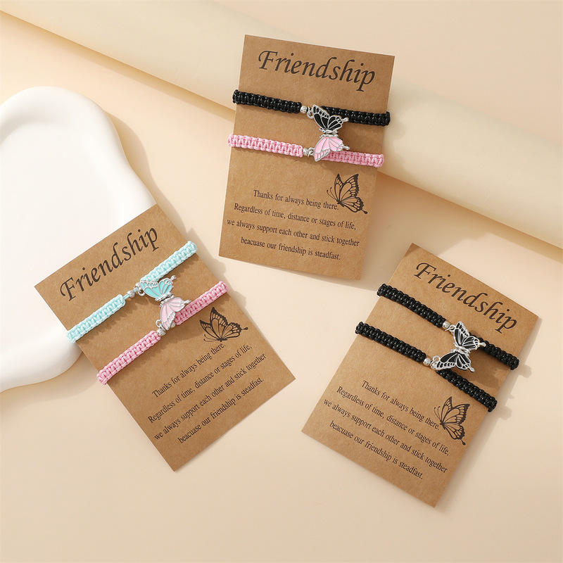 Drip butterfly adjustable woven hand rope ins wind magnetic friendship couple bracelet cross-border supply manufacturers wholesale