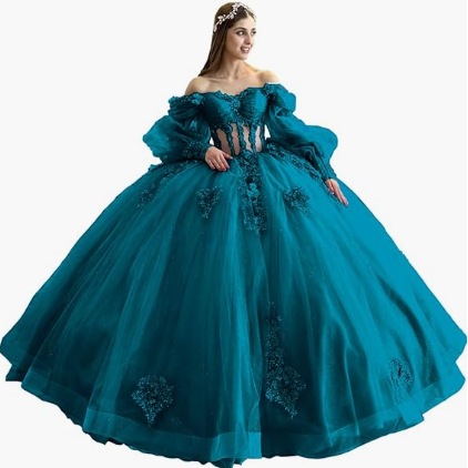 Flores vestido de adulto con mangas brillante con cuentas vestido dulce 2026 nuevo vestido de baile de hombro para mujeres image 25