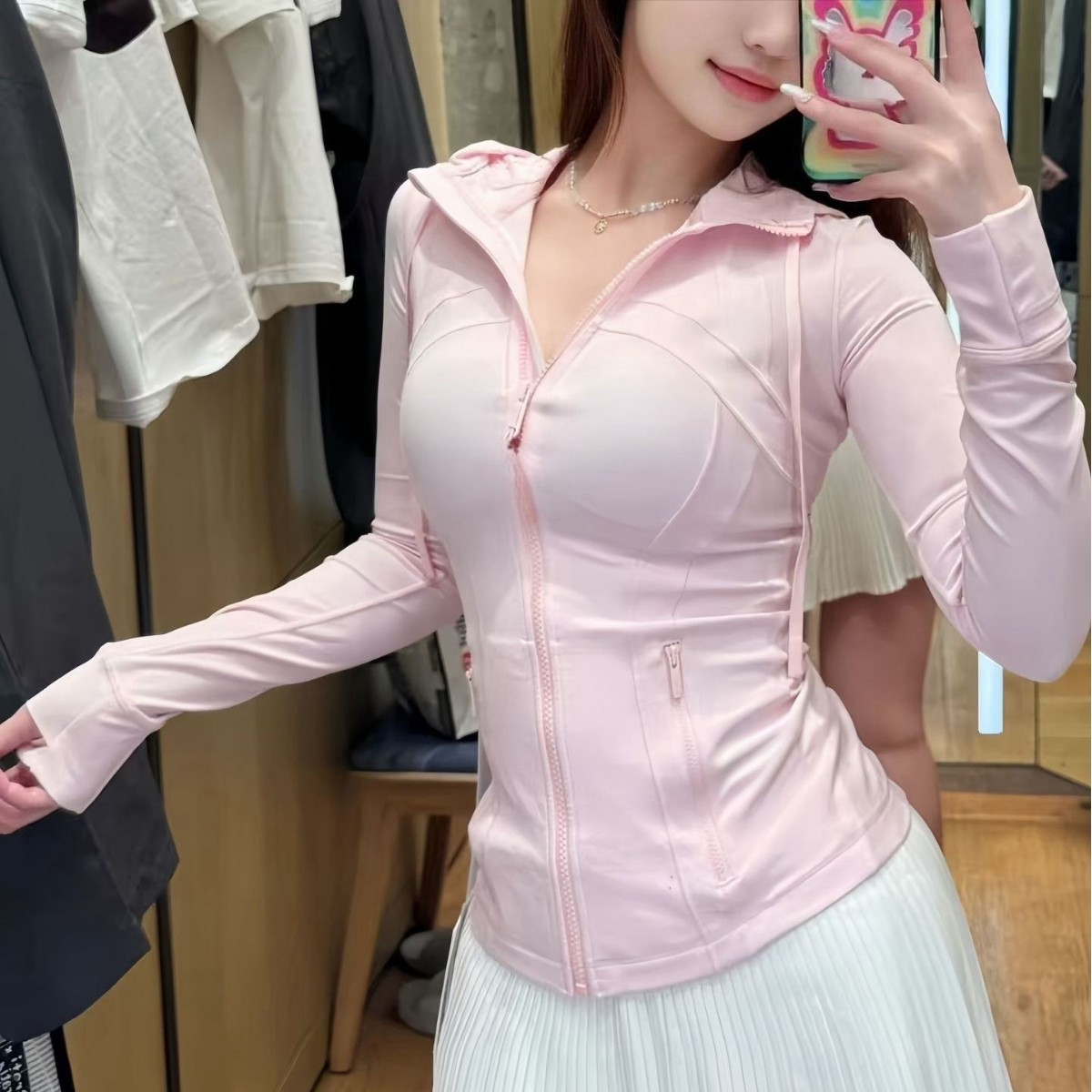 Lulu Same Yoga Clothes Coat Women's Hooded Jacket Zipper Cardigan Slim-fit Slimming Running Sports Fitness Clothes