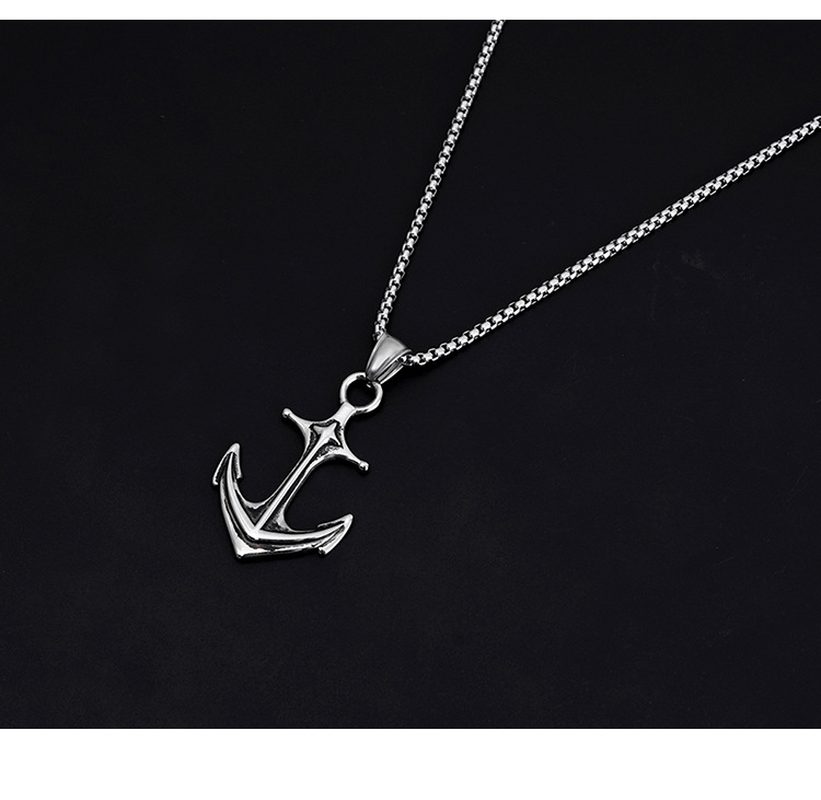 Titanium Ship Anchor Necklace Pendant, Fashionable Steel Accessory_voghion.com