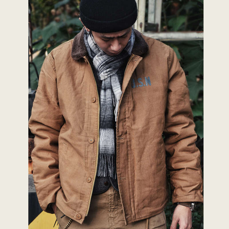 Ameikaji American N1 ropa de cubierta engrosada con forro polar abrigo de algodón acolchado abrigo de lana de cordero retro de los hombres abrigo de algodón acolchado