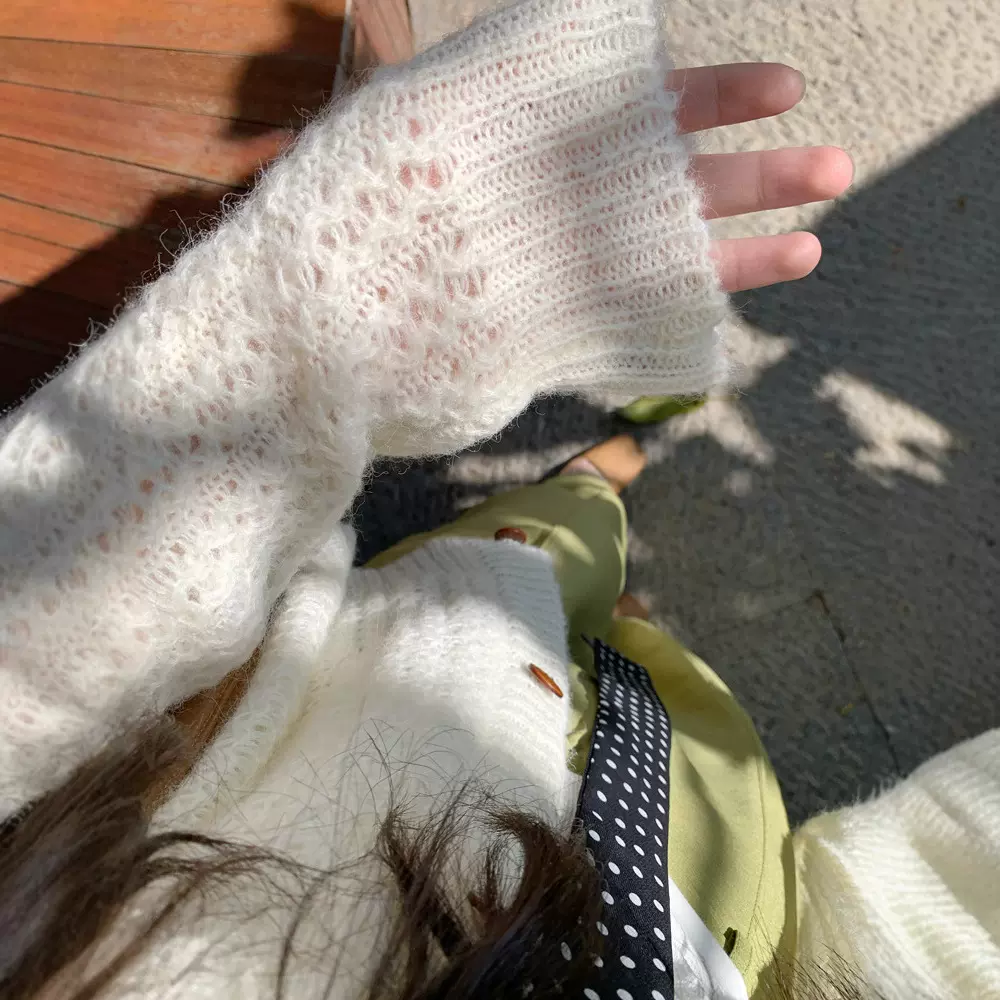 春秋定制新款马海毛温柔慵懒风宽松显瘦针织开衫甜美软糯毛衣外套