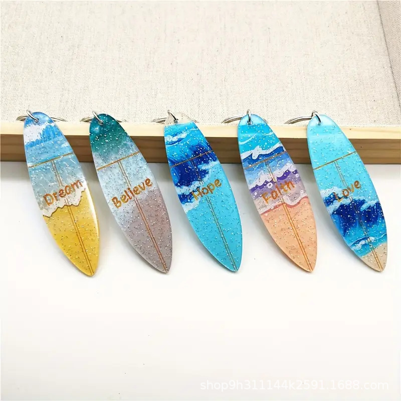 New Arrival Key Ring Vibrant Acrylic Yacht Shape Key Ring Set Stylish Letter and Heart Shape