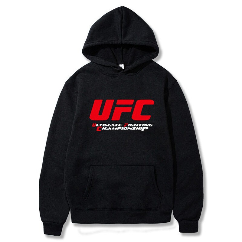 Cross-Border Casual Men's Clothing European and American Letter Fighting Sports Ufc Sweatshirt Men's Autumn and Winter Fleece Pullover Hoodie