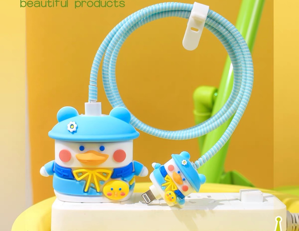 2023 nuevo cargador de dibujos animados cubierta protectora adecuada para Apple carga rápida cabeza 18/20W estándar europeo estándar americano aplicable