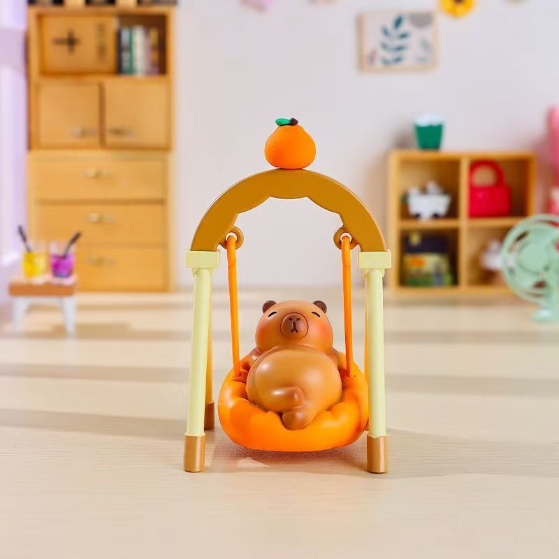 現物のカピバラのブランコシリーズのデスクトップの周辺の小さい置物の潮はブラインドの箱の手を遊んで公仔のおもちゃの卸売りをします。|undefined