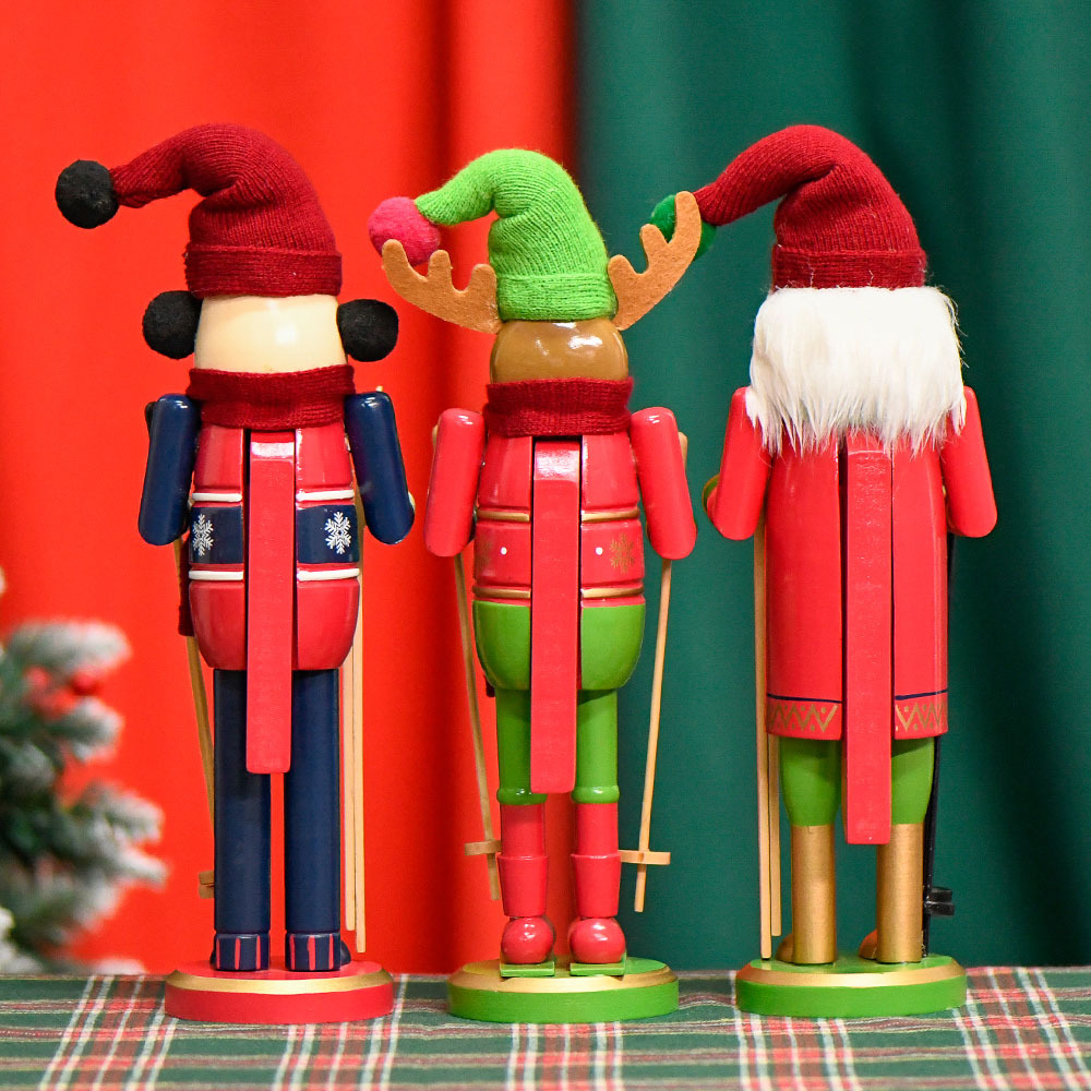 Shangxin spot ventas directas de fábrica 30cm muñeco de nieve alce cascanueces marionetas esquí Navidad adornos de madera
