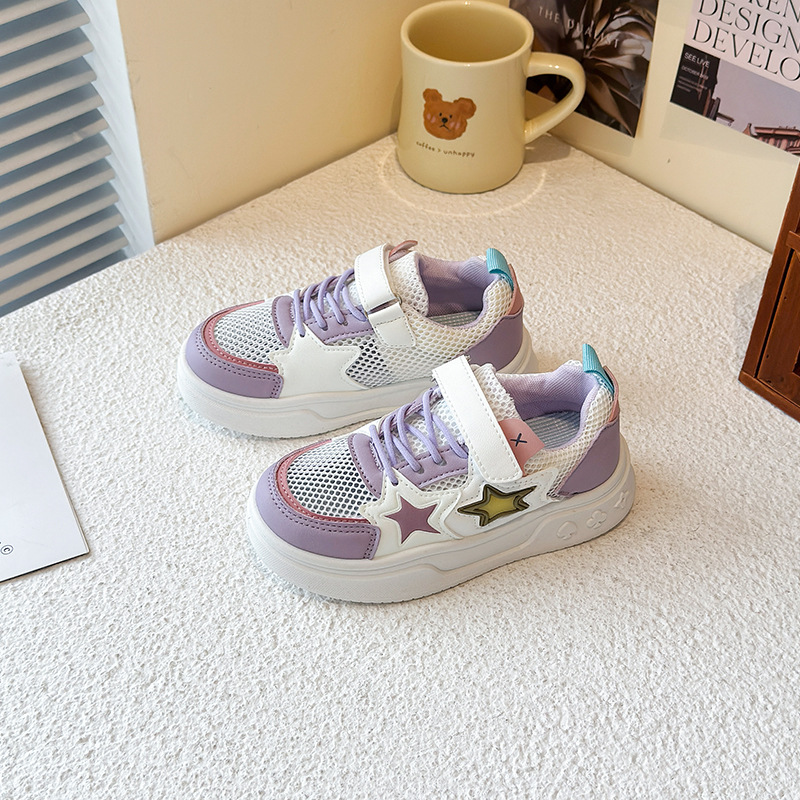Calzado deportivo para niñas, primavera 2025, nuevos zapatos para niños, zapatos blancos, zapatos casuales para niños, zapatillas de deporte estrella de suela suave