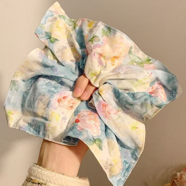 1# oil painting style floral scrunchie - approximately 22cm