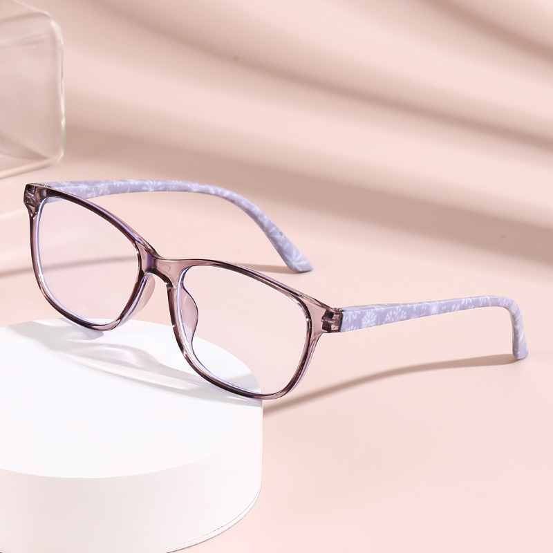 Moda gafas viejas transfronterizas piernas de resorte simple envueltas de flores HD anti-luz azul para jóvenes de mediana edad viejas gafas viejas