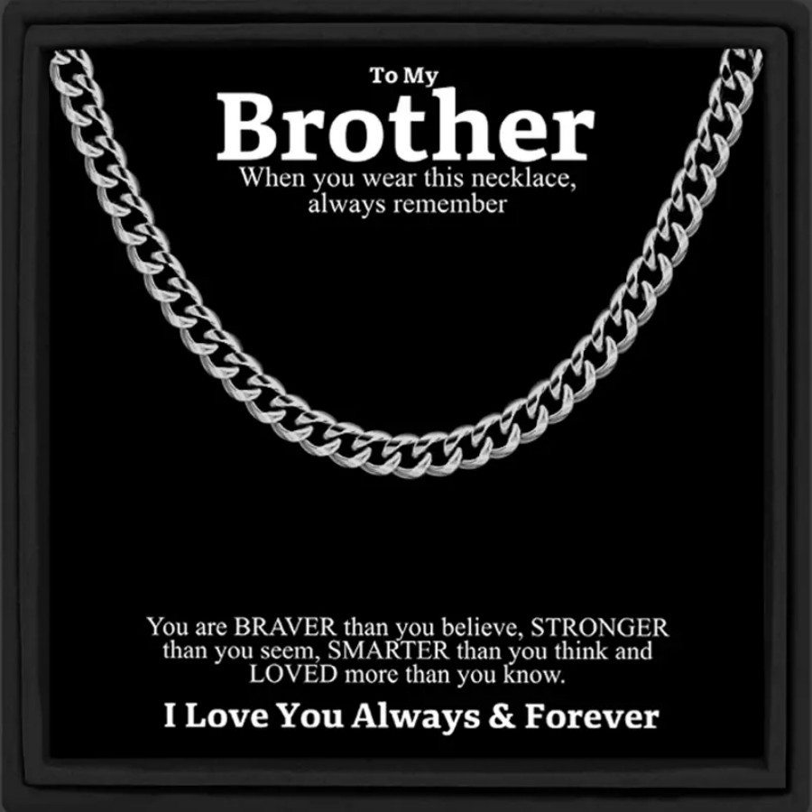 Collier tendance en acier inoxydable pour homme, chaîne cubaine, avec carte, pour mon petit-fils_voghion.com