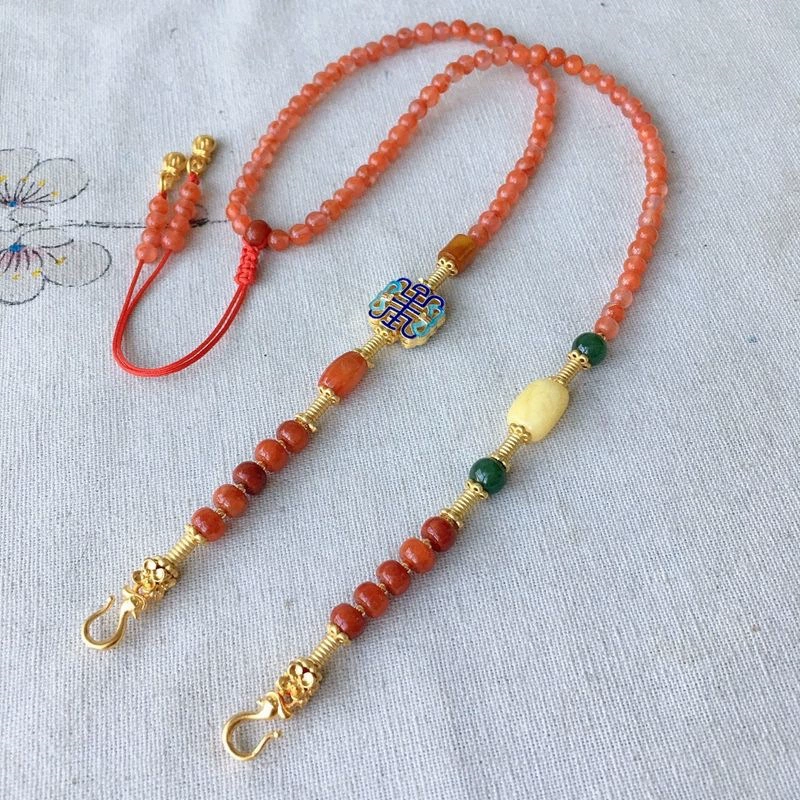 Природная южная красная цепочка из бисера с двойным крючком ожерелье золотой шнур