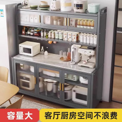 岩板製サイドボード キッチン収納ラック フロア型多層収納キャビネット 電子レンジ・オーブン収納ラック ライトラグジュアリースタイル