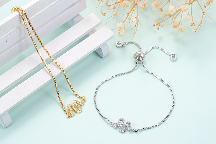 Fashion creative snake-shaped copper inlaid zircon bracelet wholesale