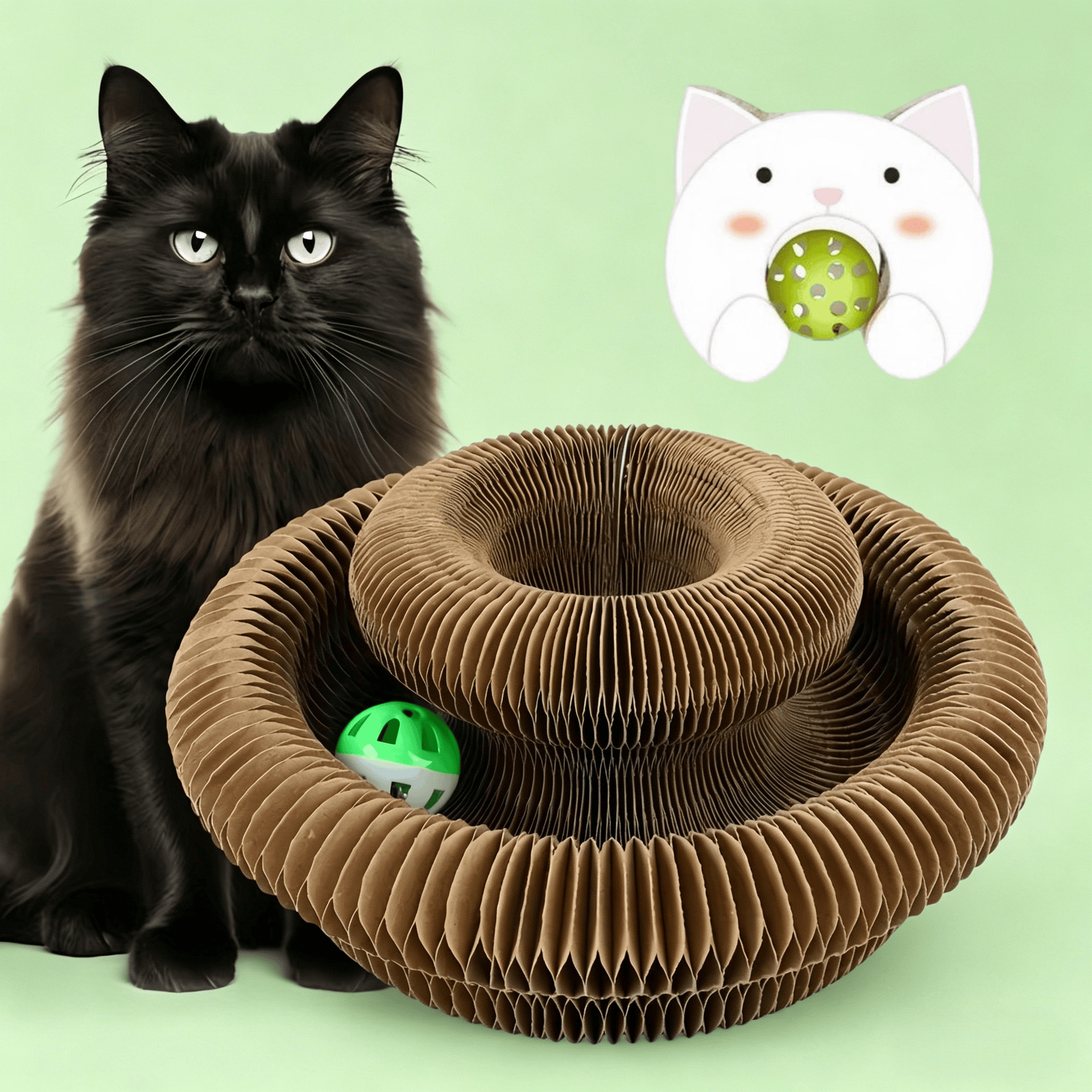 Órgano mágico para gatos agarrar tablero juguete para gatos auto-hi alivio de aburrimiento con campana papel corrugado resistente al agarramiento plegable juguete para gatos
