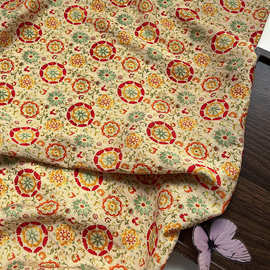 暖缦团朱锦棉面料新中式国风数码印花布料旗袍连衣裙上衣汉服面料