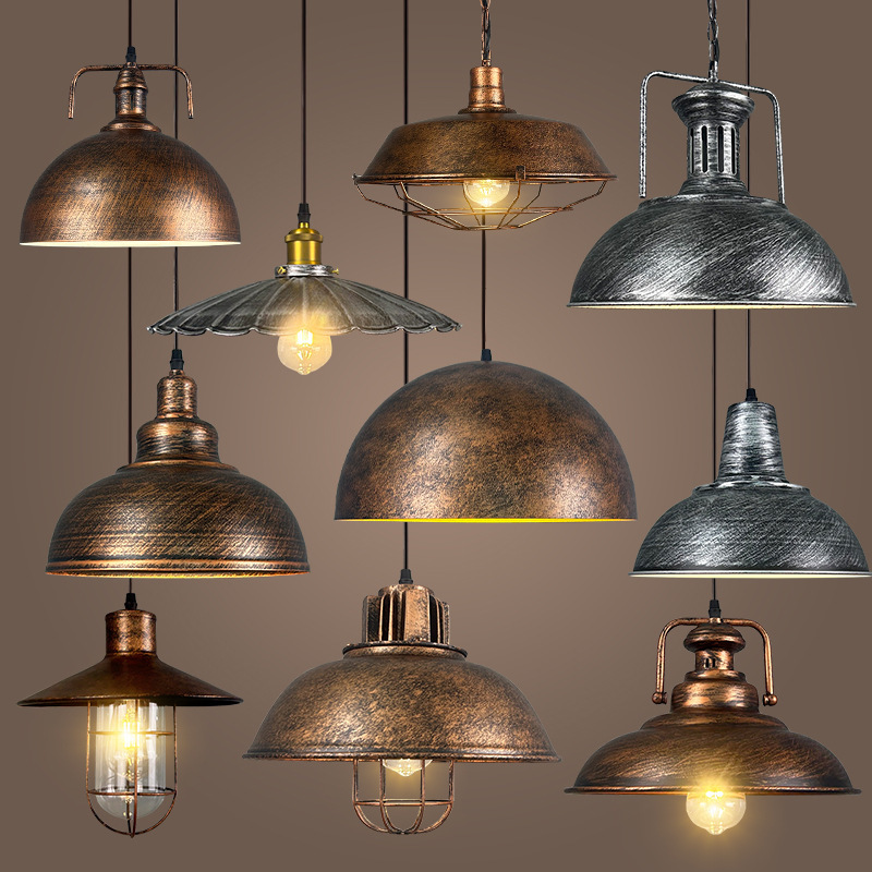 Retro Nostalgic Restaurant Chandelier Commercial Industrial Style Lamps Creative Personality Bar Hotel American Antique Lampshade