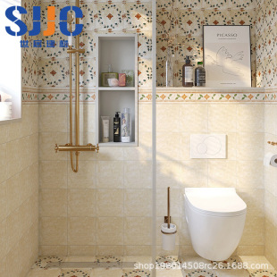 American Retro Small Flower Tiles 200*200 Old Tiles Bathroom Bathroom Kitchen Restaurant Wall Floor Tiles Non-slip