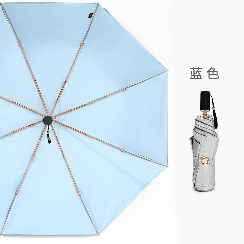 Sombrilla triple plegable de doble capa de plata de titanio, protección solar fuerte, protección UV, sombrilla plegable de doble uso para lluvia y sol, sombrilla de alto valor