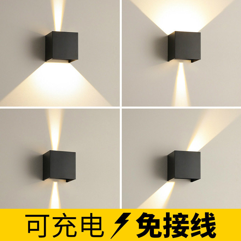 Comercio exterior para suministrar lámpara de pared recargable USB sin perforación sin cableado instalado magnético batería de inducción humana simple lámpara de pared