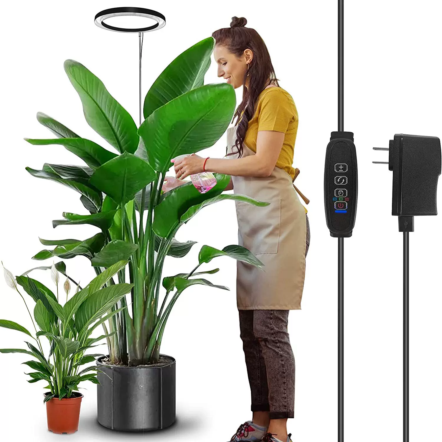 新款天使环LED植物补光灯260mm 10寸USB伸缩管地插花卉盆栽育苗灯