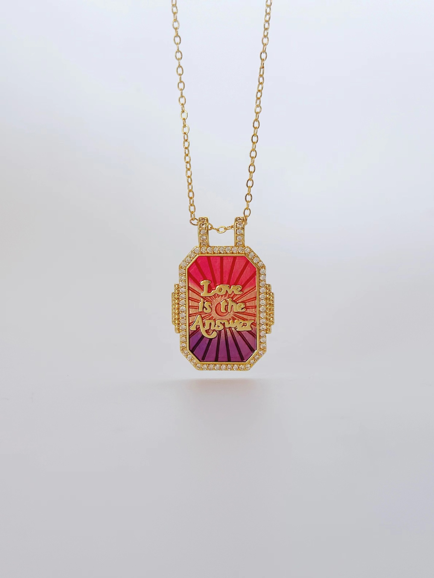 Copper Material Copper Plating Geometric Zircon Pendant Necklace