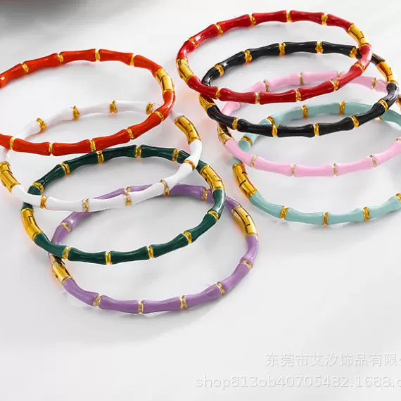 小众竹节手镯女配饰闭口设计潮款民族风多彩滴油不褪色节节高百搭