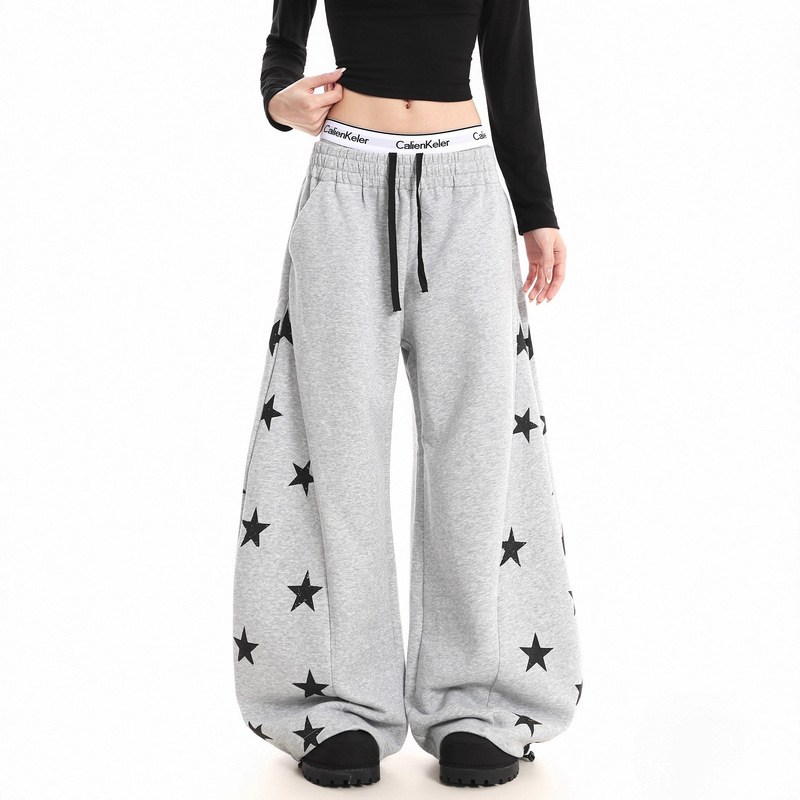 Cross-Border Sports Sweatpants Loose Wide-Leg Casual Pants Youthful Trendy Wide-Leg Pants 2025 New American High Street Pants