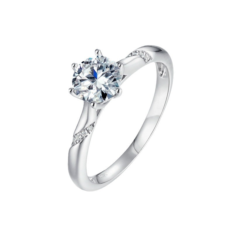 Especial transfronterizo para brazos girados clásicos con incrustaciones de un quilate anillo de moissanita S925 plata esterlina propuesta de matrimonio pareja anillo de diamantes