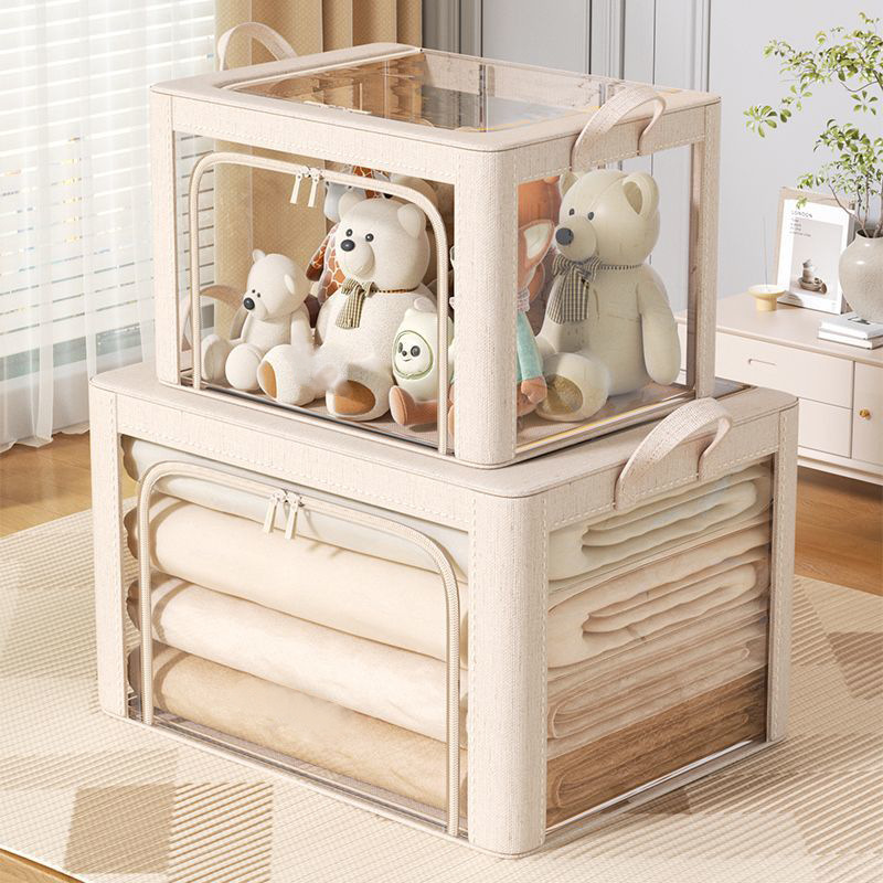 Tianshan Cotton and Linen Transparent Clothes Storage Box Household Folding Clothes Quilt Bainer Box Wardrobe Finishing Storage Box