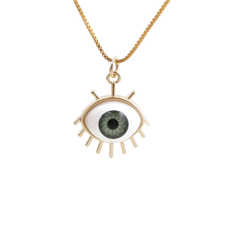 simple dripping evil eye pendant copper zircon necklace wholesale