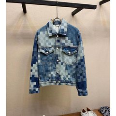 中山の正しいバージョンのデニムのコートの男女のモザイクの碁盤の格子のジャカードの短いスーツのジャケットは色に当たります。