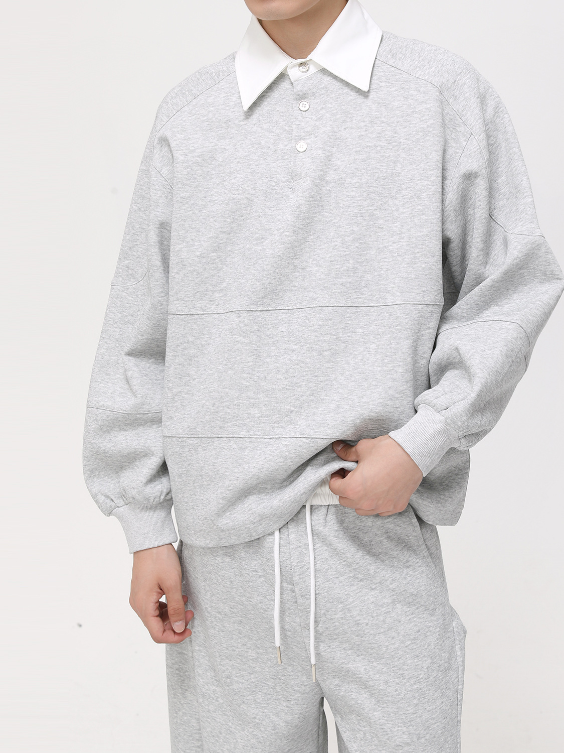 MTLCLOTHES Hombres| Polarizado coreano con solapa de contraste Polo simple y suelta machete con piernas anchas