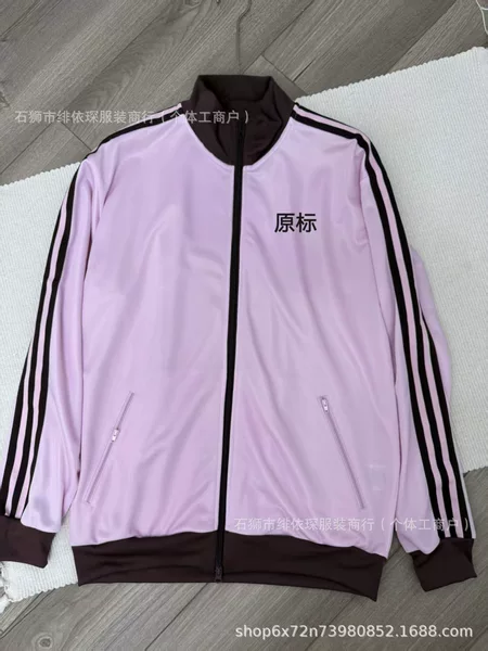 Three-Leaf High-End Embroidered Logo Spring and Autumn Classic Unisex Sports Jacket with Stand Collar and Zipper, Casual Style