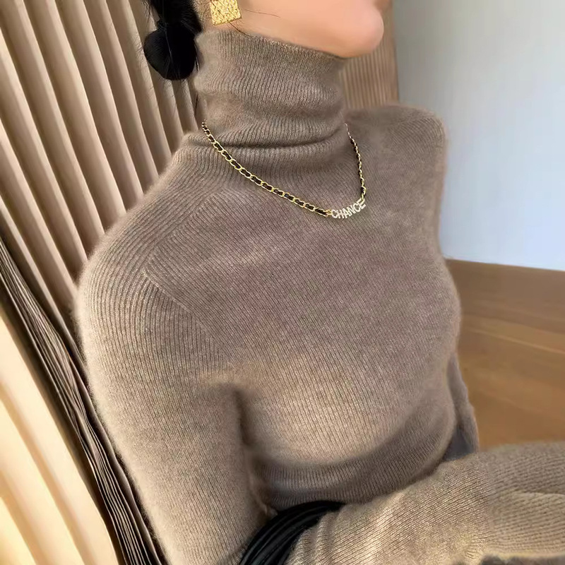 Autumn and Winter Turtleneck Cashmere Sweater Women's Pullover 100 Pure Wool Bottoming Shirt Long-Sleeved Slim Pile Collar Sweater Women's Inner Wear Autumn and Winter Turtleneck Cashmere Sweater Women's Pullover 100 Pure Wool Bottoming Shirt Long-Sleeved Slim Pile Collar Sweater Women's Inner Wear