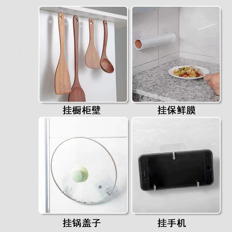 Gancho adhesivo pegamento fuerte sin rastro de perforación, gancho transparente para cocina/baño, fijación segura en pared