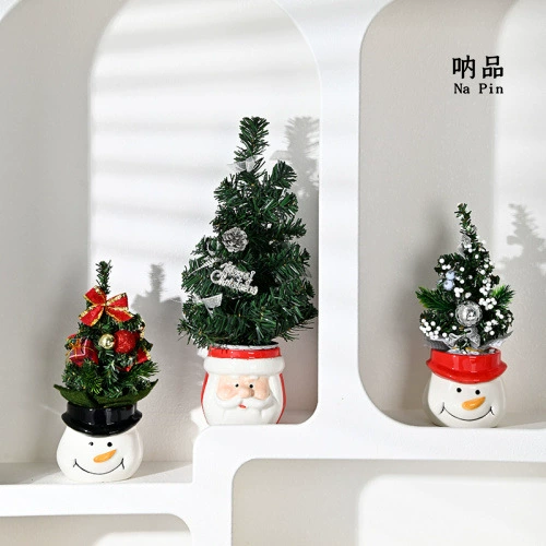 Экспортные керамические горшки для суккулентов с рождественской тематикой: Санта-Клаус, снеговик, маленькая елка.