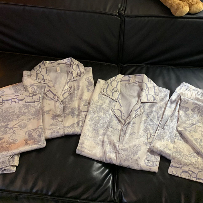 Panda japonés helado pareja pijama mujer primavera y otoño pantalones de mangas largas 2025 nueva ropa de casa de hombre de seda verano