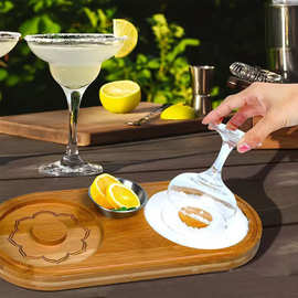 竹木托盘沾盐器盐边盘沾糖盘调酒工具盐杯套装鸡尾酒木质糖盐盘