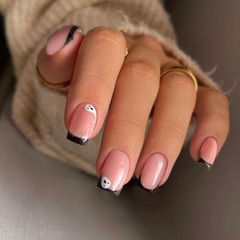 萬聖節穿戴甲美甲幽靈短法式穿戴式指甲甲片跨境專用批發成品貼片