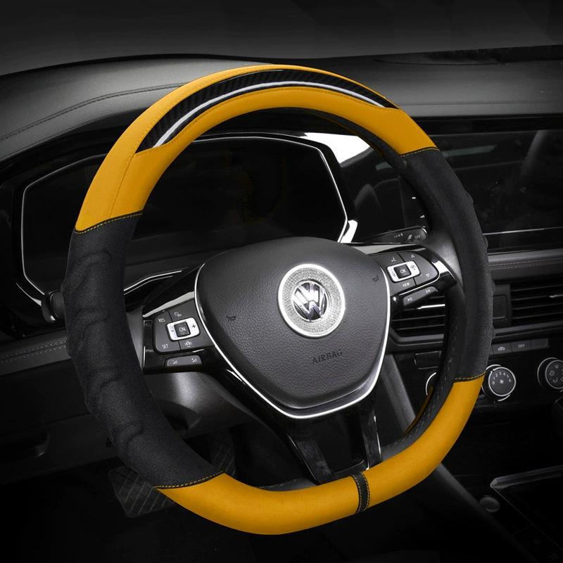 Трансграничный шестицветный дополнительный чехол для рулевого колеса автомобиля овчинный бархат из углеродного волокна четыре сезона универсальный износостойкий противоскользящий чехол для автомобиля