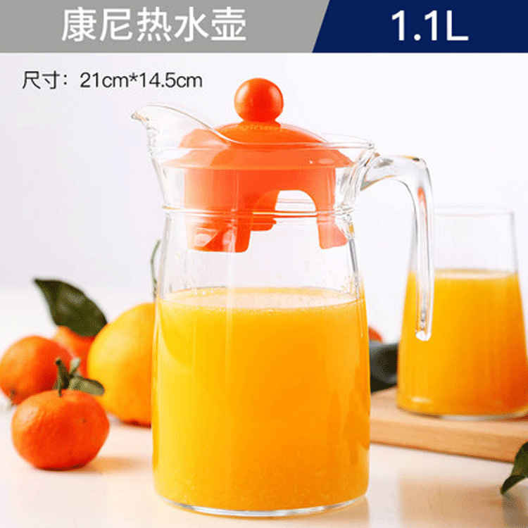 Lemeya vidrio resistente al calor hervidor de agua fría agua manzana verde engrosado jar de jugo tetera flor logotipo al por mayor